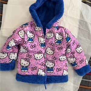 Hello Kitty Pink and Blue Reversible Fleece Hooded Jacket 2T
